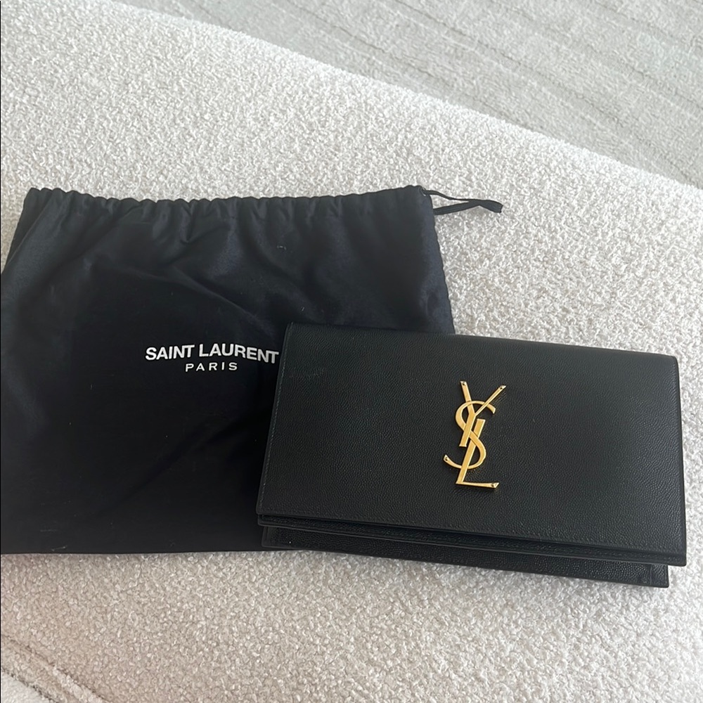 Authentic Saint Laurent Monogram Kate Clutch